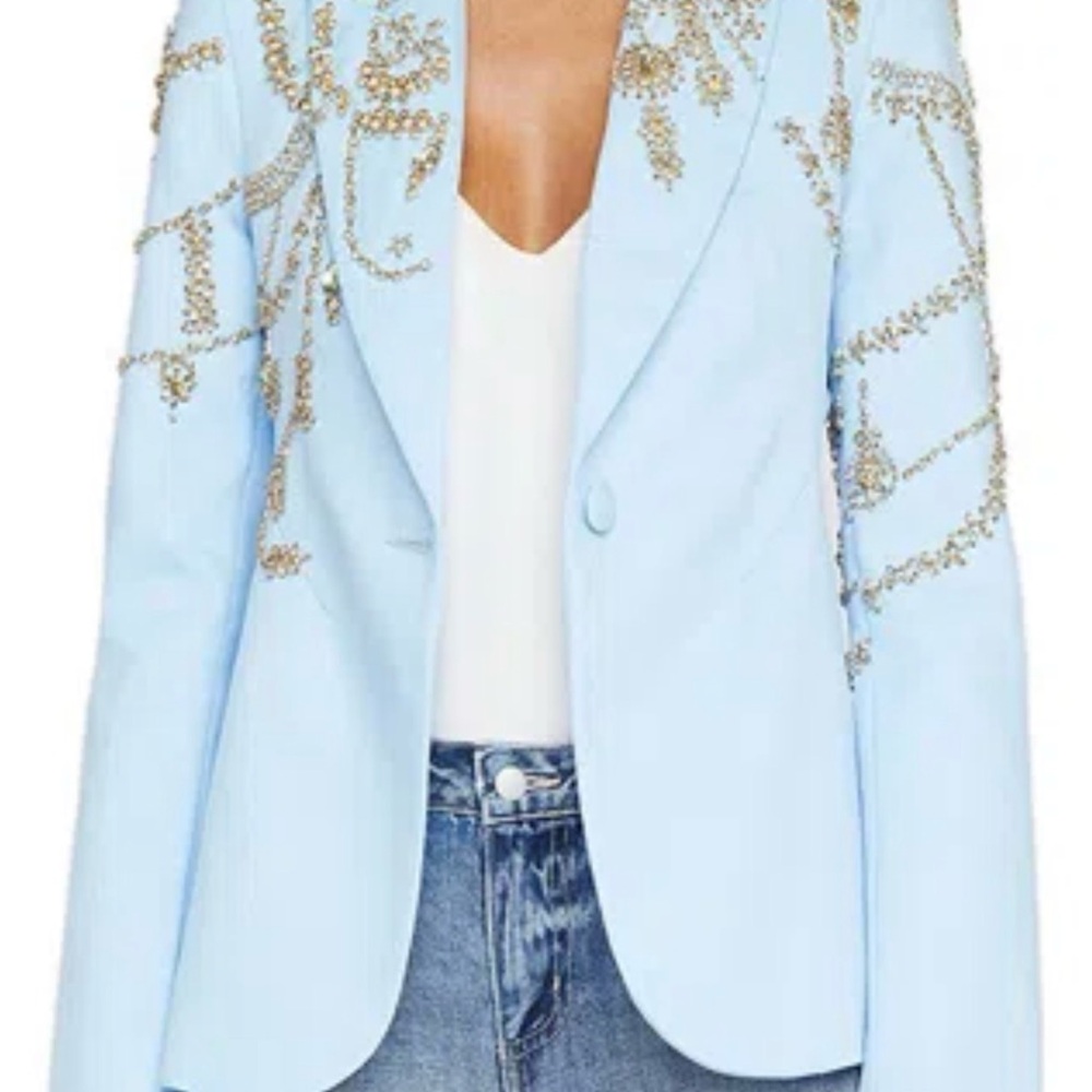 Embellished Light Blue Women's Blazer